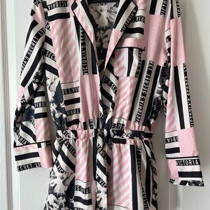 Victoria's Secret Pink and Black Patterned Robe